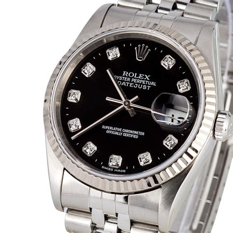 rolex datejust 16234 black diamond dial|rolex 16234 for sale.